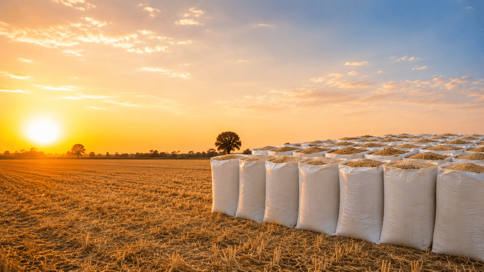 Straw and agricultural produce in a rural marketplace